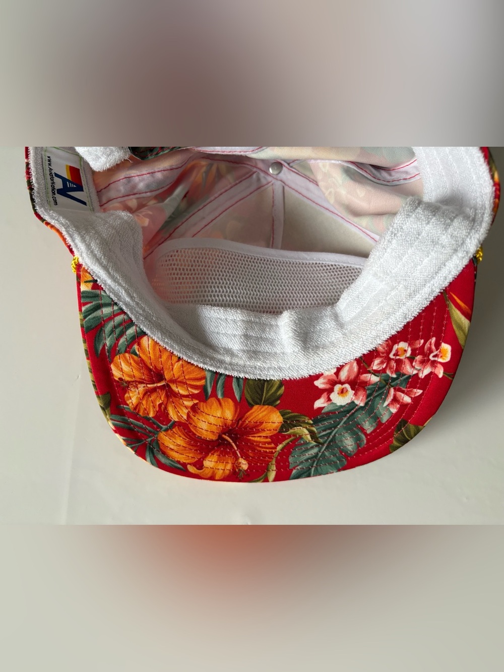Aviator Nation Venice CA Red Hawaiian Floral Rope Snapback Hat - Picture 8 of 9